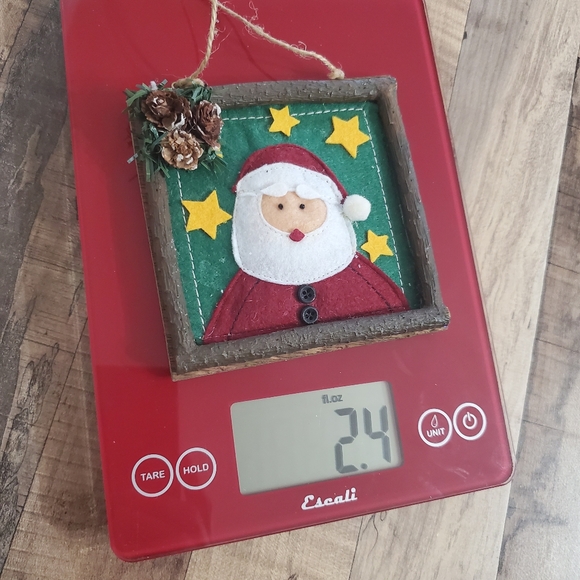 Lot of 3 Holiday homemade felt ornaments plaid mittens Santa framed gingerbread - Picture 13 of 16